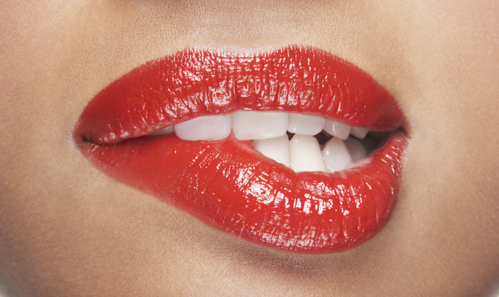 seductive lips with red lipstick